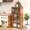 4-Tier Wicker Bookcase with Doors Perfect for Study Room or Living Room